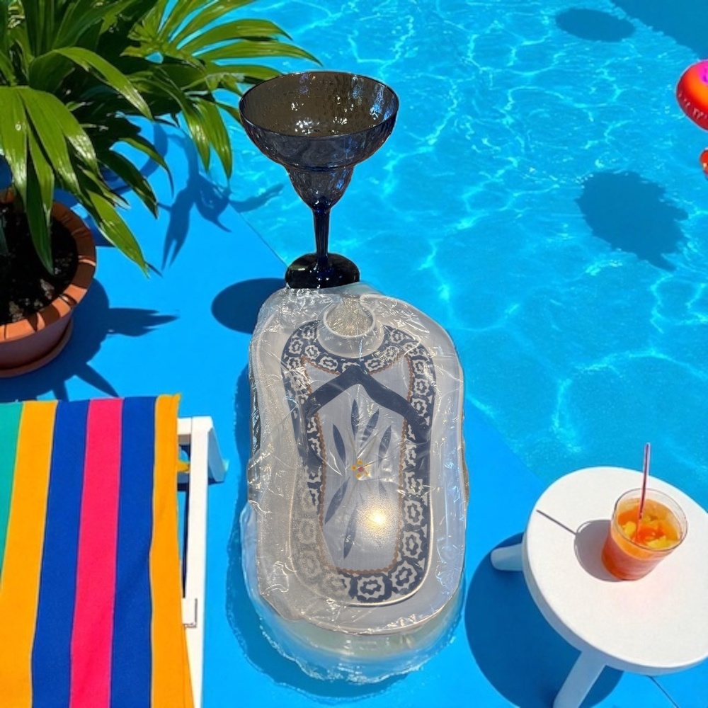 Temp-tations Melamine Flip Flop Snack Plates & Margarita Glasses - SET